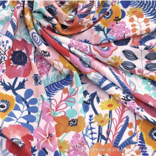 Flower Printing Single Jersey 100% Rayon Fabric